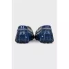 Blue patent leather moccasins