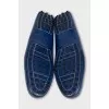 Blue patent leather moccasins