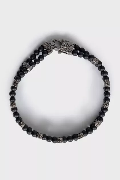 Men's bracelet made of silver and onyx
