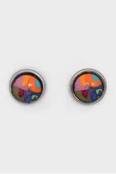 Round white gold stud earrings