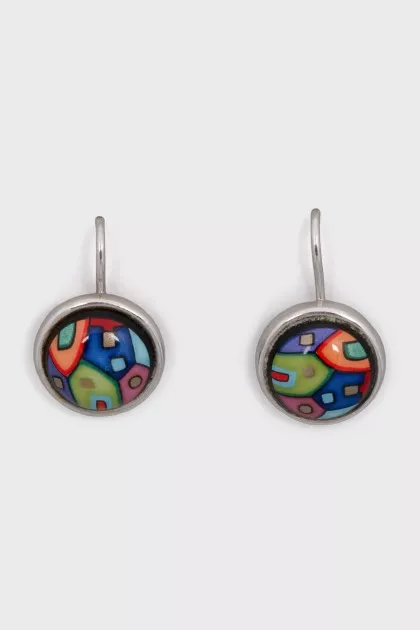 White gold earrings with enamel