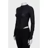 Black long sleeve top with a corset