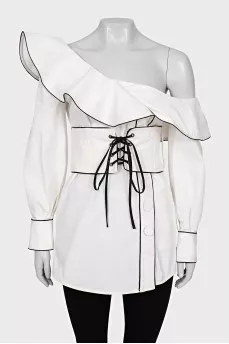 Fitted blouse with lacing