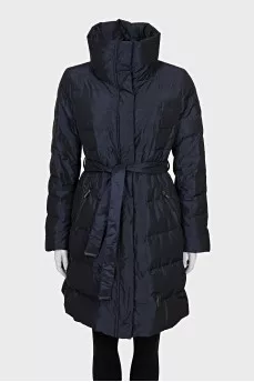 Blue coat with a high collar