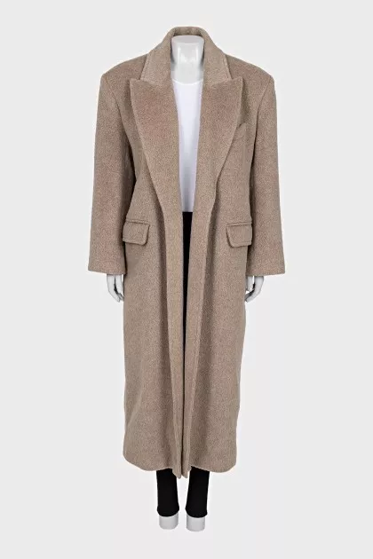 Straight-cut alpaca coat