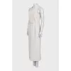 Fitted dress with zipper and hook closure
