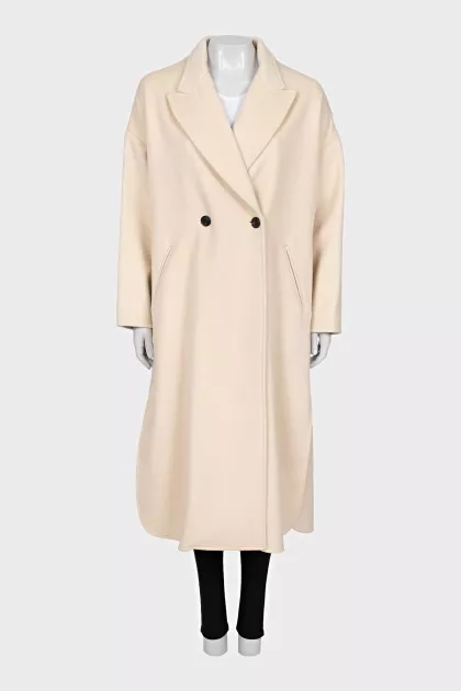 Beige wool and cashmere coat