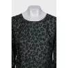 Green animal print silk dress