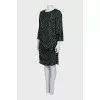 Green animal print silk dress
