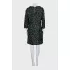 Green animal print silk dress