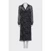 Long sleeve translucent silk dress