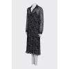 Long sleeve translucent silk dress