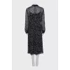Long sleeve translucent silk dress