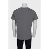 Men's gray straight-cut T-shirt with logo