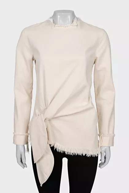 Raw hem denim top