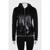 Zip-up hoodie decorated with sequins