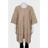 Leather coat with short sleeves
