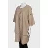 Leather coat with short sleeves