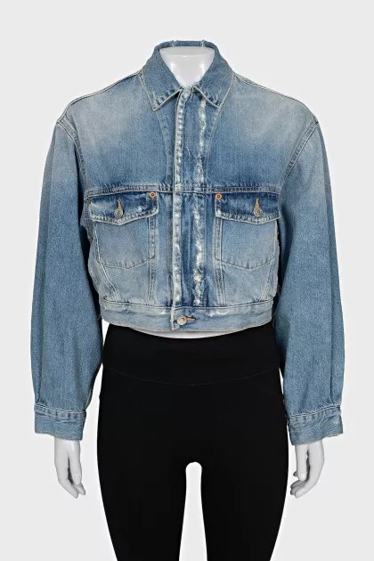 Cropped denim jacket with pockets