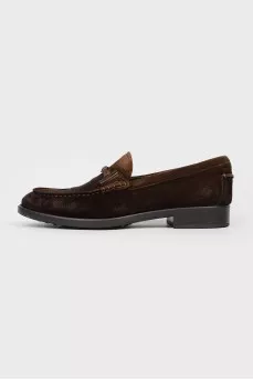 Brown suede men's loafers