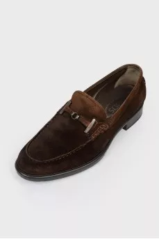 Brown suede men's loafers