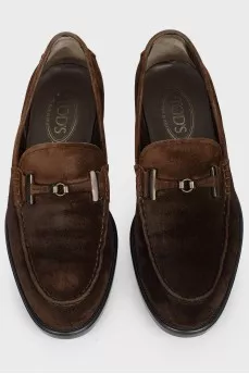 Brown suede men's loafers