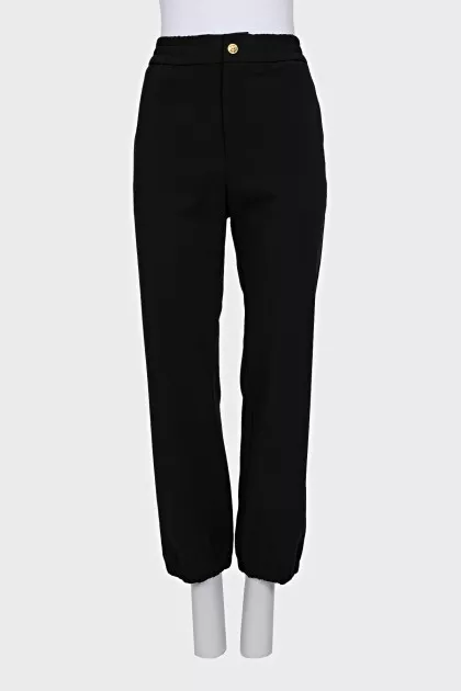 Black trousers with elastic waistband