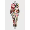 Floral print jacket and trousers suit