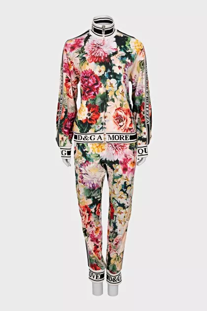 Floral print jacket and trousers suit