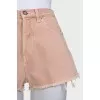 Pink denim shorts with buttons