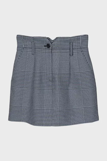 Houndstooth print zippered skirt