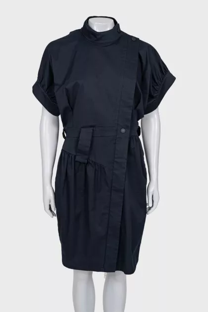 Blue dress with puff sleeves
