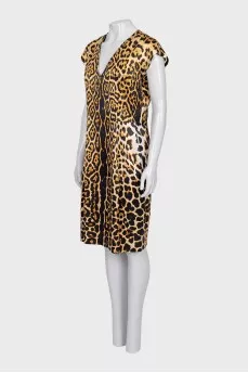 Animal print silk straight dress
