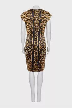 Animal print silk straight dress