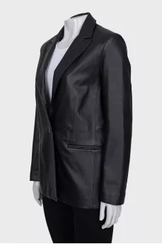 Straight leather jacket