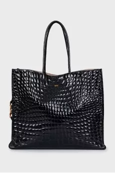 Embossed leather tote bag