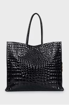 Embossed leather tote bag