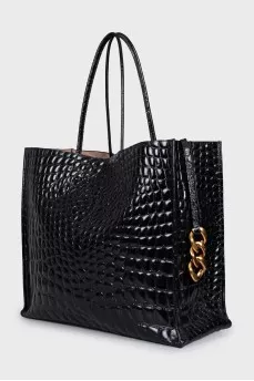Embossed leather tote bag
