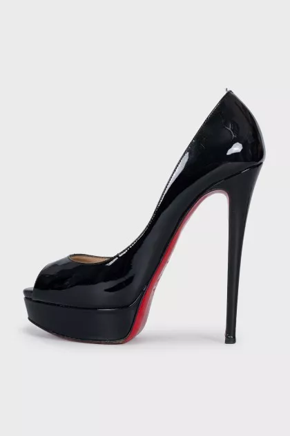 Leather open-toe heels