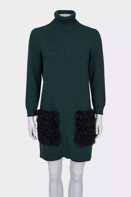 Green dress with patch pockets