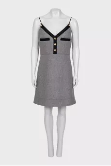 Wool dress with thin straps