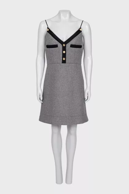 Wool dress with thin straps