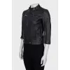 Leather jacket with a zipper