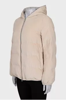 Corduroy down jacket with a zipper