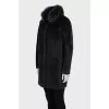 Straight-cut coat with a fur collar