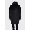Straight-cut coat with a fur collar