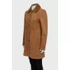 Suede coat with fur lining