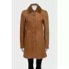 Suede coat with fur lining