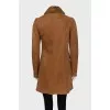 Suede coat with fur lining