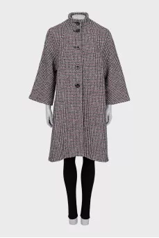Houndstooth print coat